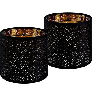 New Open Box GO&SO Black Drum Lamp Shades Set of 2 Small Lampshades 10x10